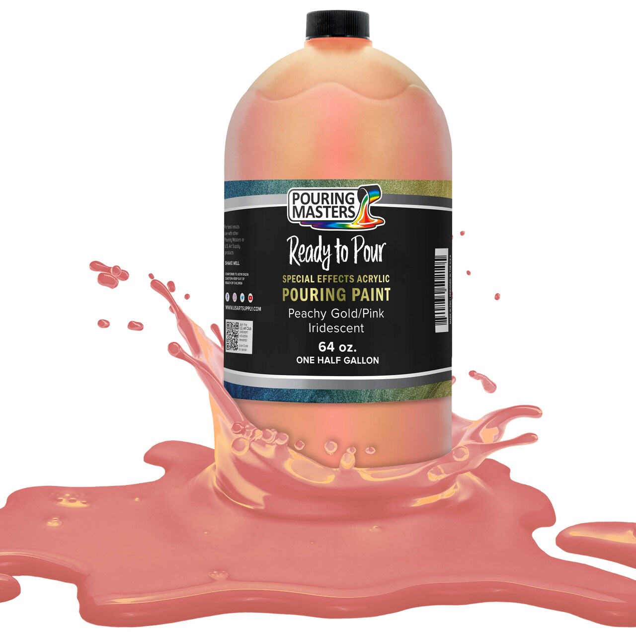 Pouring Masters Peachy Gold/Pink Iridescent Special Effects Acrylic Pouring Paint - Premium 64-Ounce Pre-Mixed Fluid Acrylic Paint - Fluid Art Supplies for Canvas, Wood, Paper, Tile & Rocks